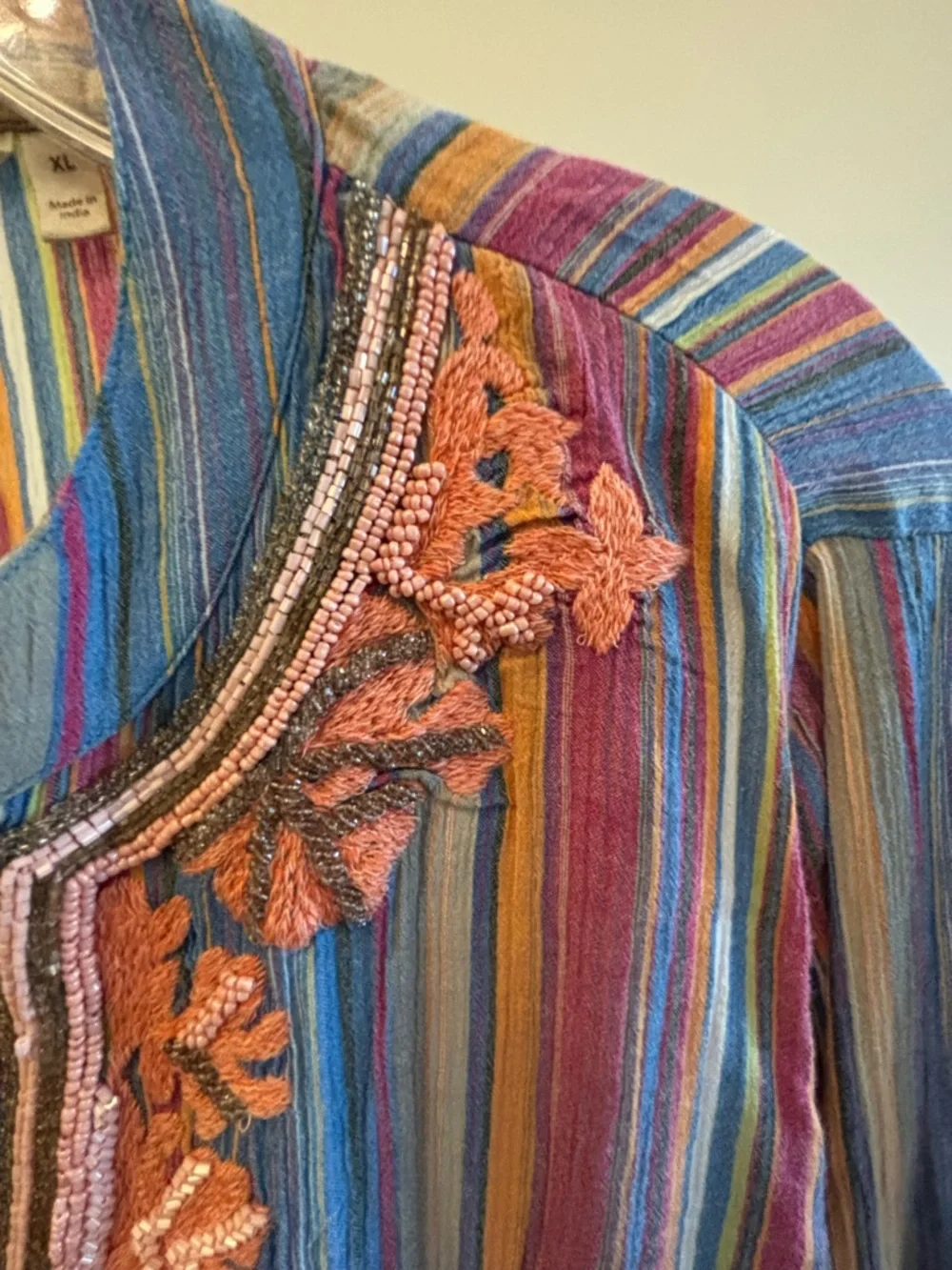 Soft Surroundings Striped Tunic with Intricate Beading - Picture 3 of 9